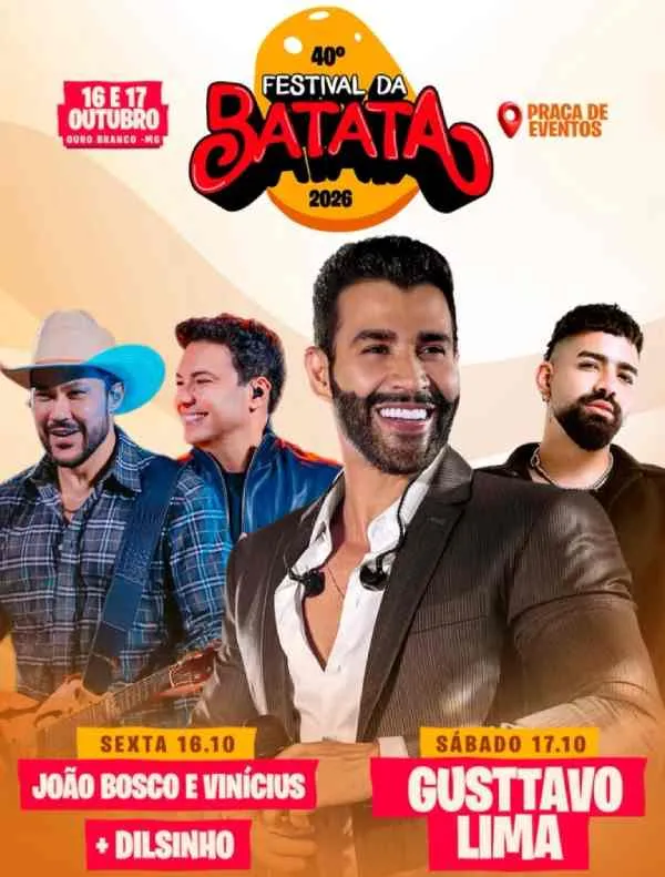 João Bosco & Vinícius, Dilsinho e Gusttavo Lima estão entre as atrações da tradicional festa - Divulgação