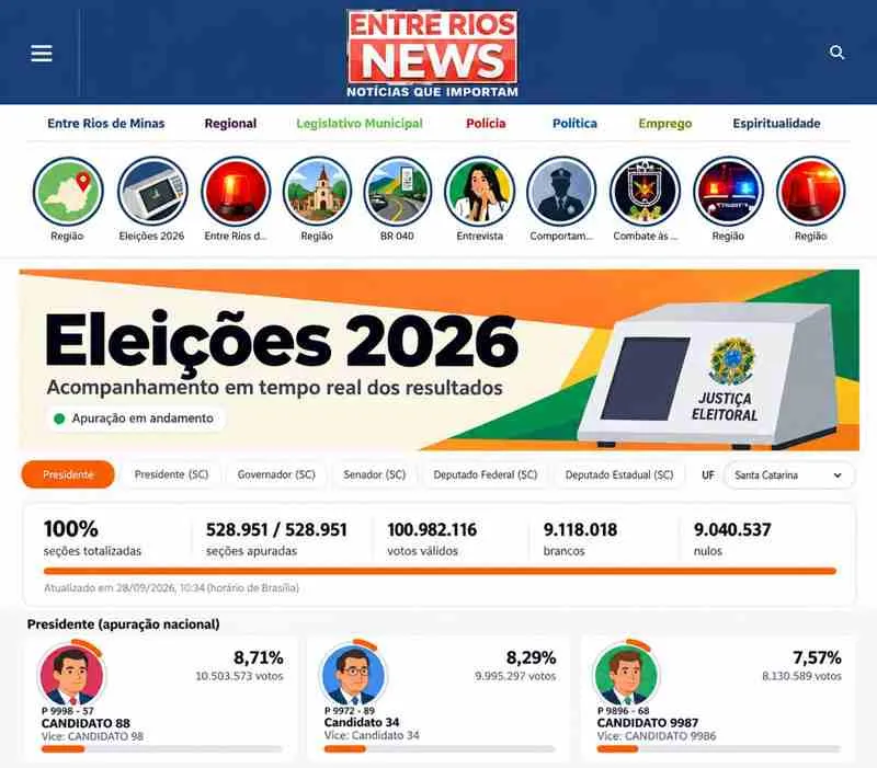 Entre Rios News mantém a tradição e prepara cobertura especial para as Eleições 2026 - Divulgação