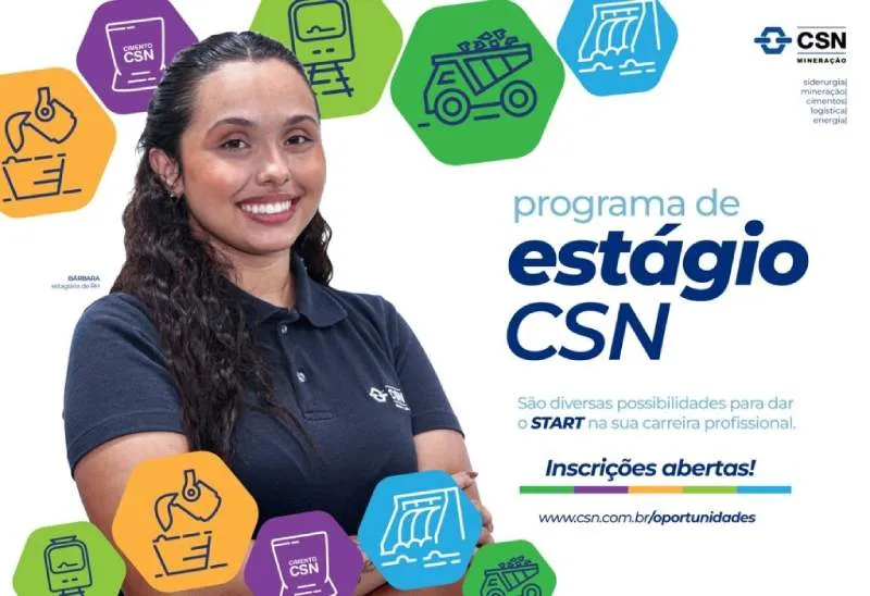 CSN Mineração recebe inscrições para Programa de Estágio 2026/2027 até hoje sábado